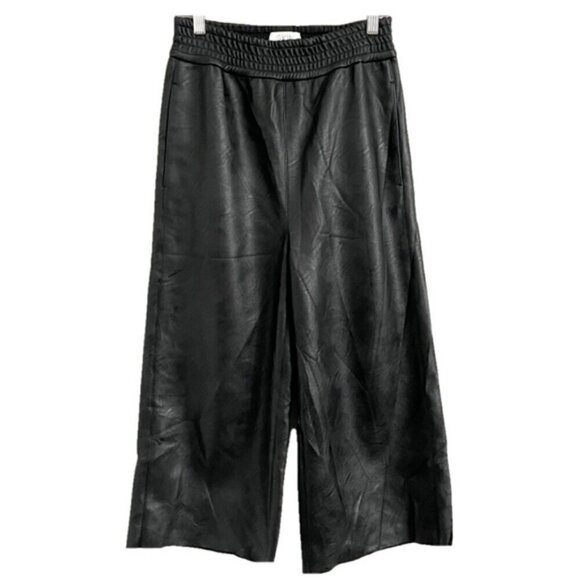 Stella McCartney Black Faux Leather Cropped Culottes Pants - S - Picture 2 of 13